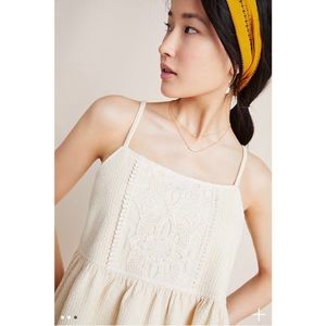 Anthropologie Cream Lace Peplum Tank